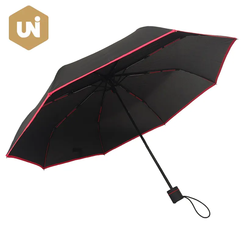 Guarda-chuva aberto manual com faixa reflexiva vermelha